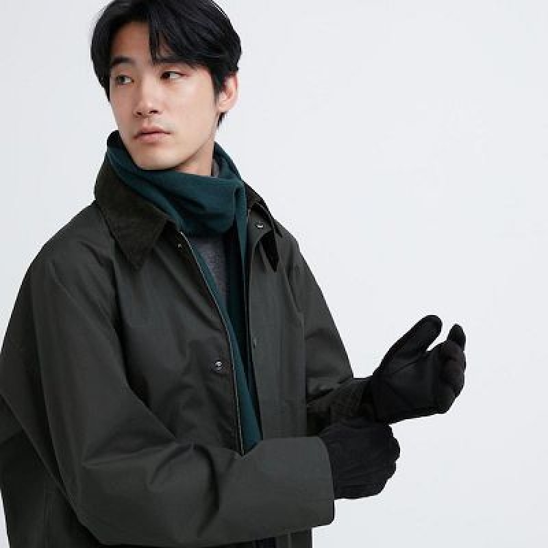 Uniqlo Heattech Lined Faux Suede Handsker Dame Sort | 6630916