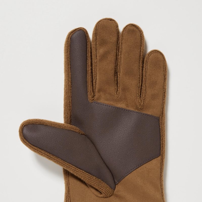 Uniqlo Heattech Lined Faux Suede Handsker Herre Brune | 3239380
