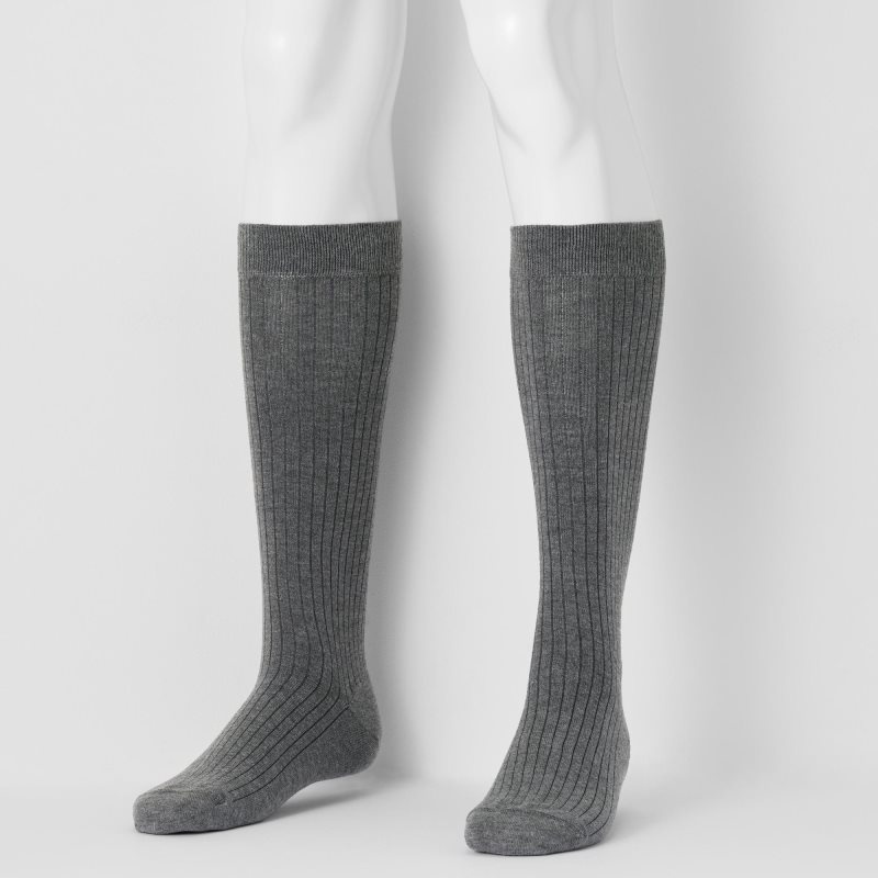 Uniqlo Heattech Wide-ribbed Knee-high Sokker Herre Grå | 7177194