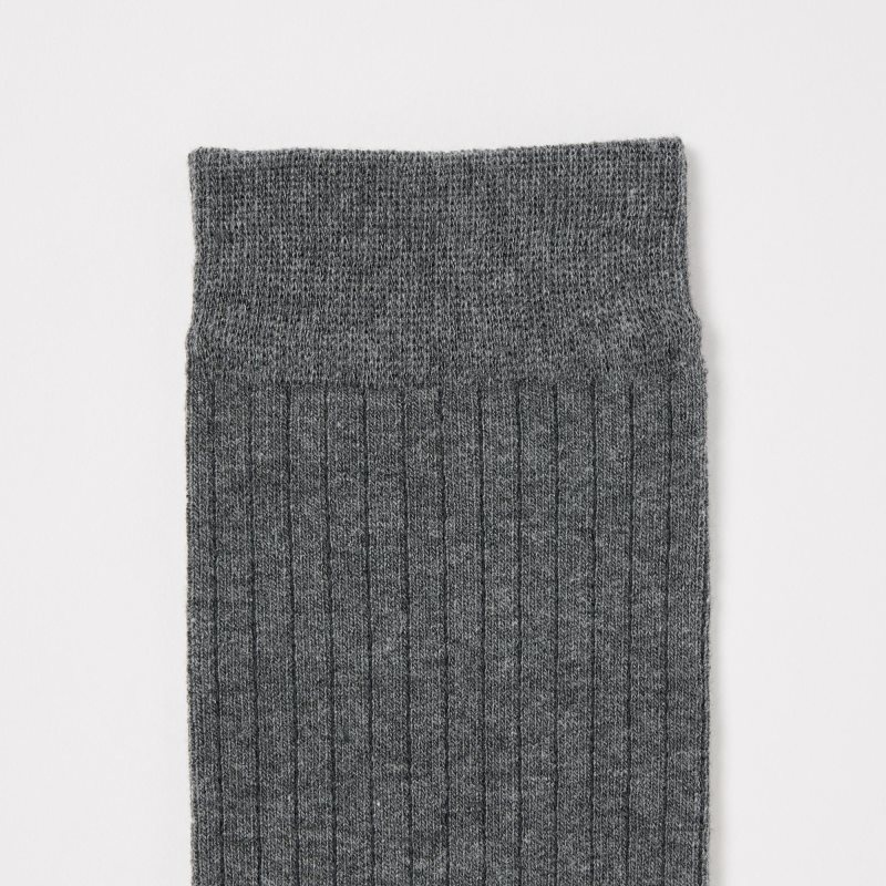 Uniqlo Heattech Wide-ribbed Knee-high Sokker Herre Grå | 7177194