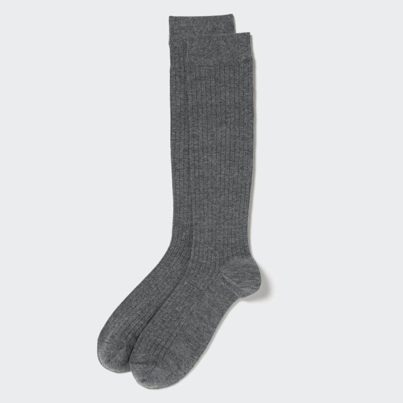 Uniqlo Heattech Wide-ribbed Knee-high Sokker Herre Grå | 7177194