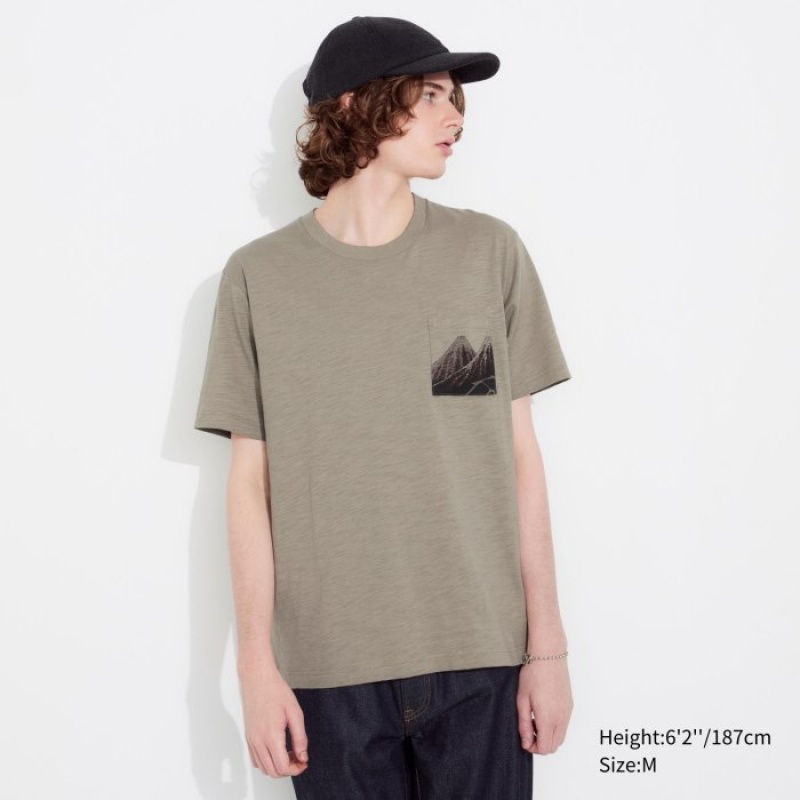 Uniqlo Hokusai UT Short Sleeve T Shirts Dame Beige | 4464343