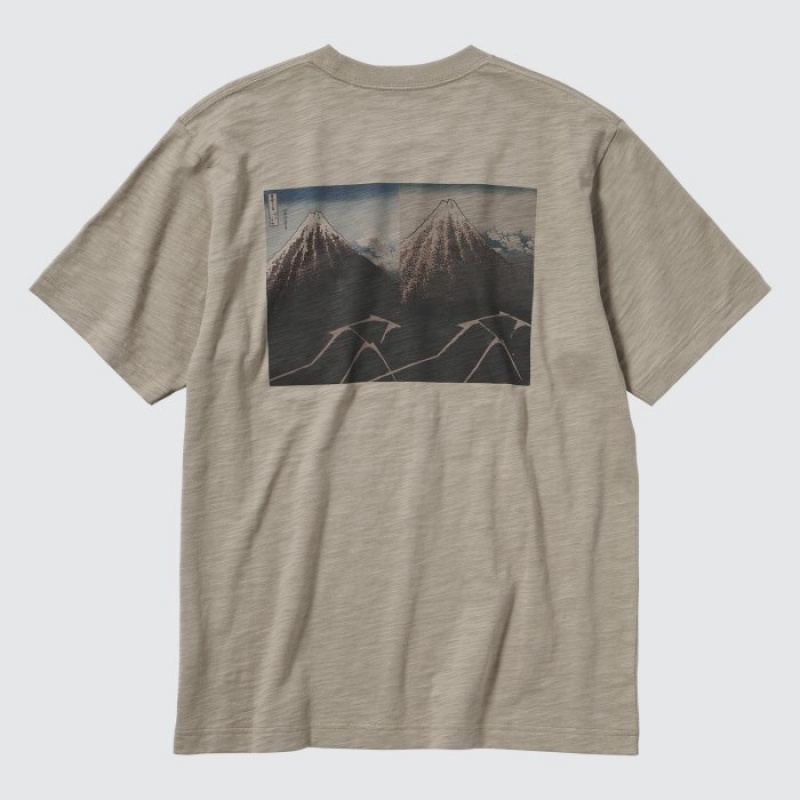 Uniqlo Hokusai UT Short Sleeve T Shirts Dame Beige | 4464343