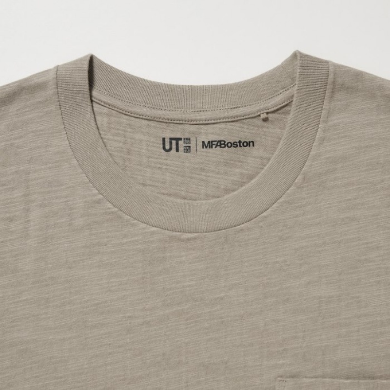 Uniqlo Hokusai UT Short Sleeve T Shirts Dame Beige | 4464343