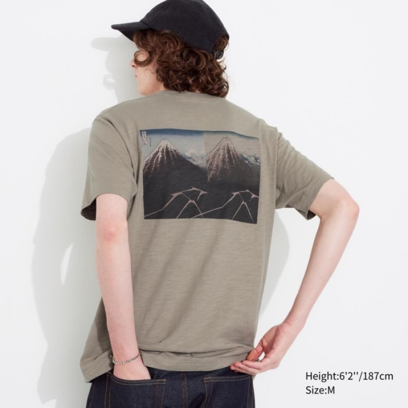 Uniqlo Hokusai UT Short Sleeve T Shirts Dame Beige | 4464343