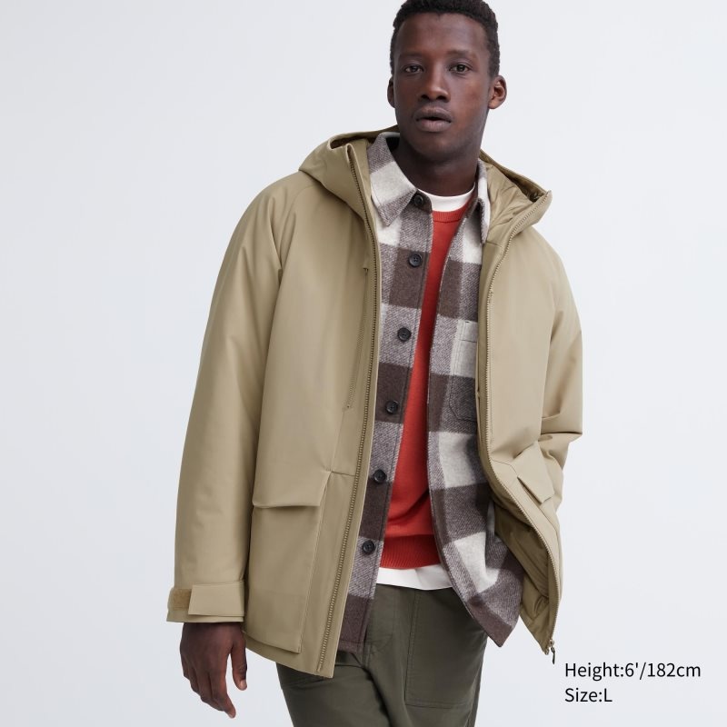 Uniqlo Hybrid Down 3d Cut Parka Herre Beige | 9140060