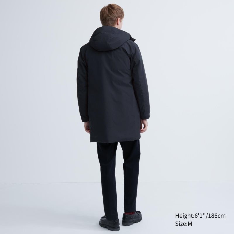 Uniqlo Hybrid Down Frakker Herre Sort | 2277986
