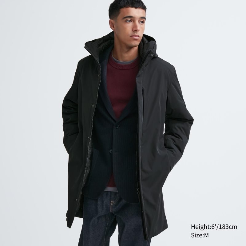 Uniqlo Hybrid Down Frakker Herre Sort | 2277986