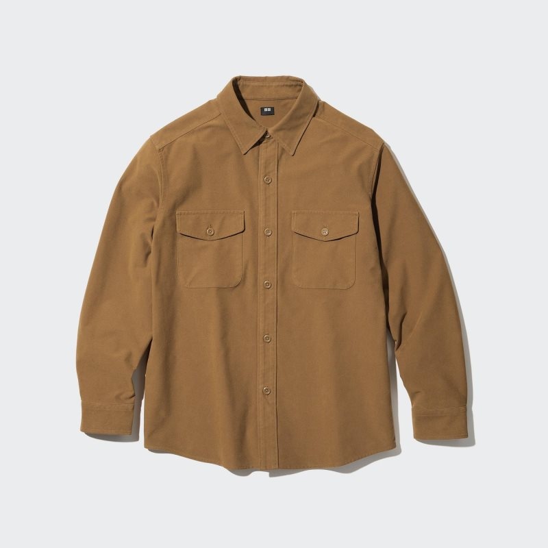 Uniqlo Jersey Utility Long-sleeve Overshirt Skjorte Herre Brune | 158235