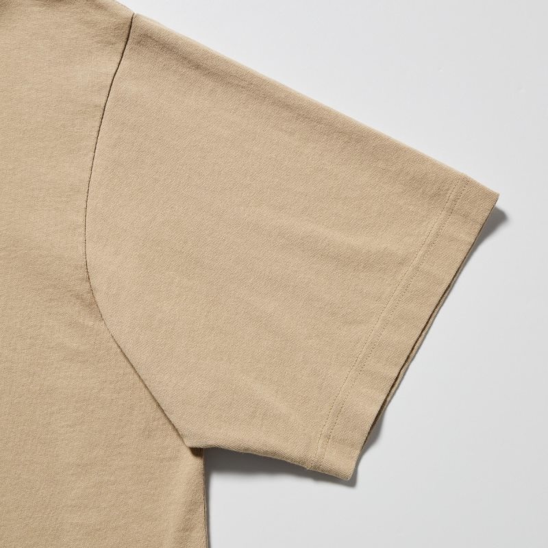 Uniqlo L.A. Eats Ut Oversized Short-sleeve Graphic Katsu Sando T Shirts Herre Beige | 3567862