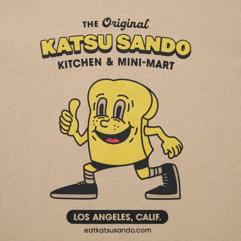 Uniqlo L.A. Eats Ut Oversized Short-sleeve Graphic Katsu Sando T Shirts Herre Beige | 3567862