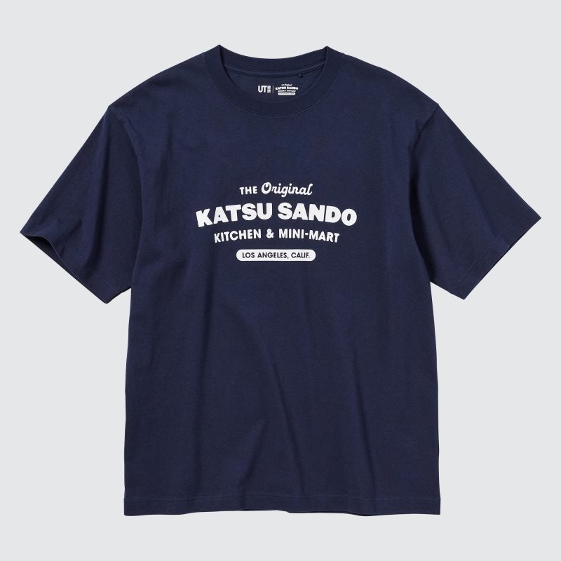 Uniqlo L.A. Eats Ut Oversized Short-sleeve Graphic Katsu Sando T Shirts Herre Mørkeblå | 9424353
