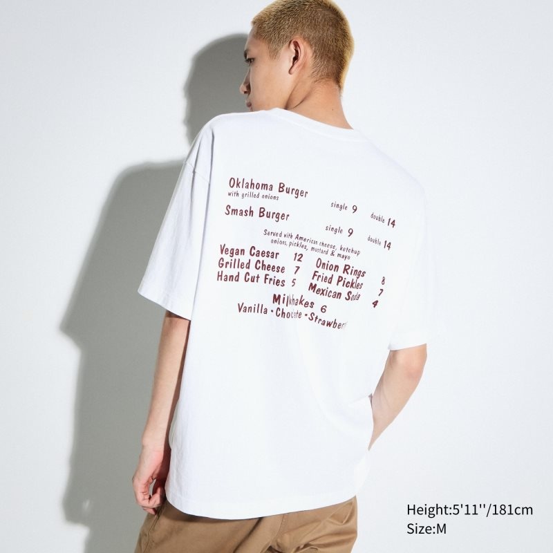 Uniqlo L.A. Eats Ut Oversized Short-sleeve Graphic Burger She Wrote T Shirts Herre Hvide | 4179607