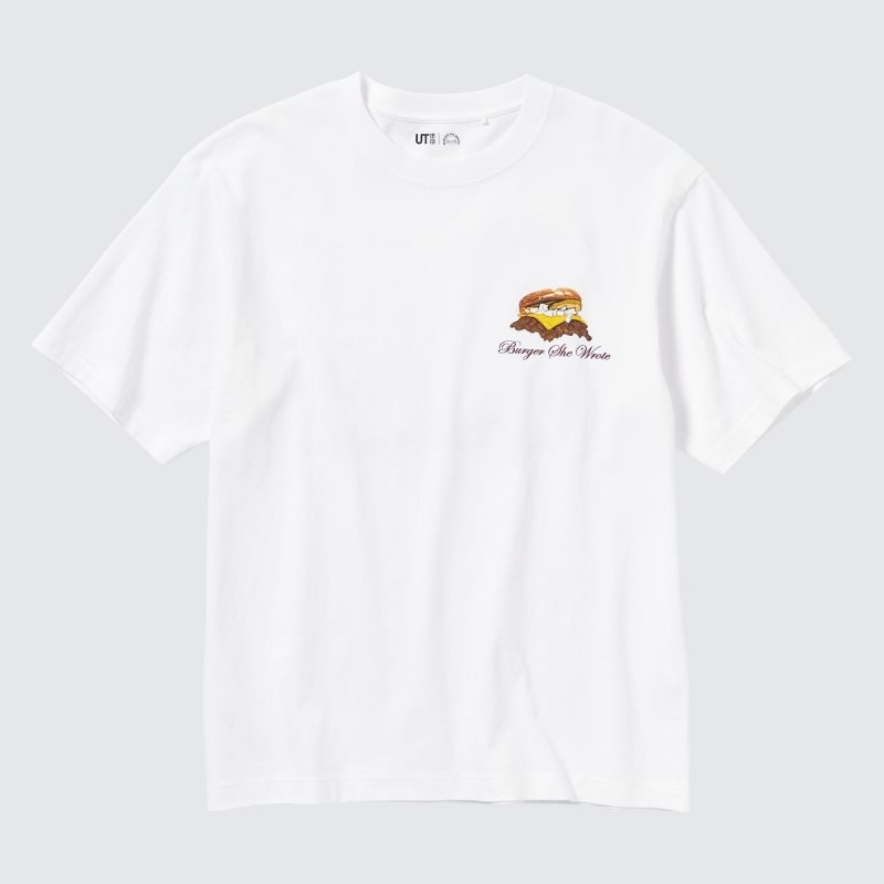 Uniqlo L.A. Eats Ut Oversized Short-sleeve Graphic Burger She Wrote T Shirts Herre Hvide | 4179607
