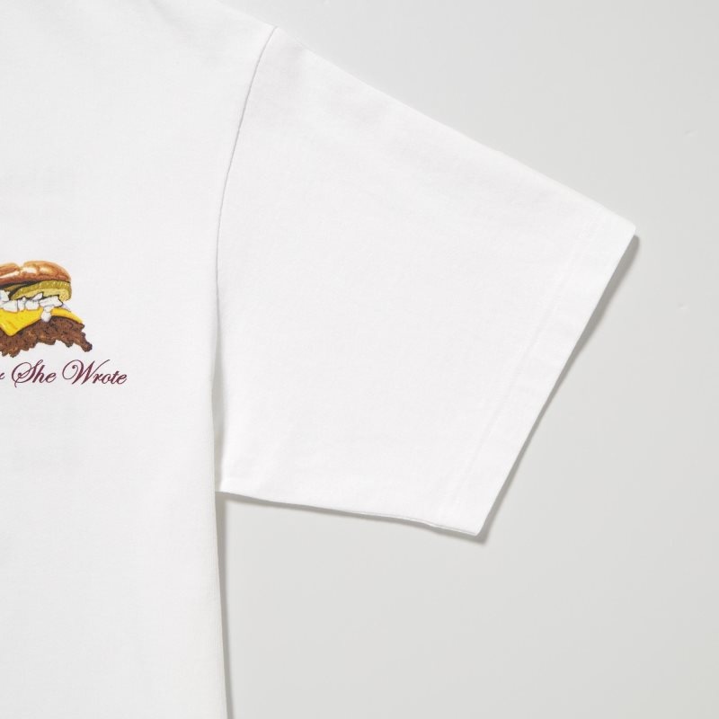 Uniqlo L.A. Eats Ut Oversized Short-sleeve Graphic Burger She Wrote T Shirts Herre Hvide | 4179607