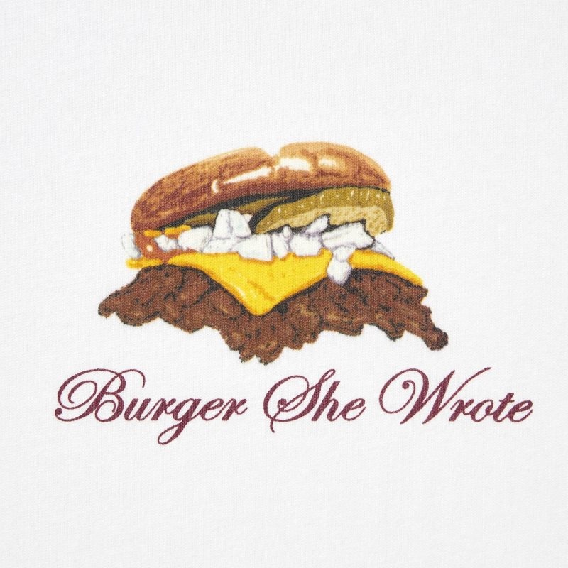 Uniqlo L.A. Eats Ut Oversized Short-sleeve Graphic Burger She Wrote T Shirts Herre Hvide | 4179607