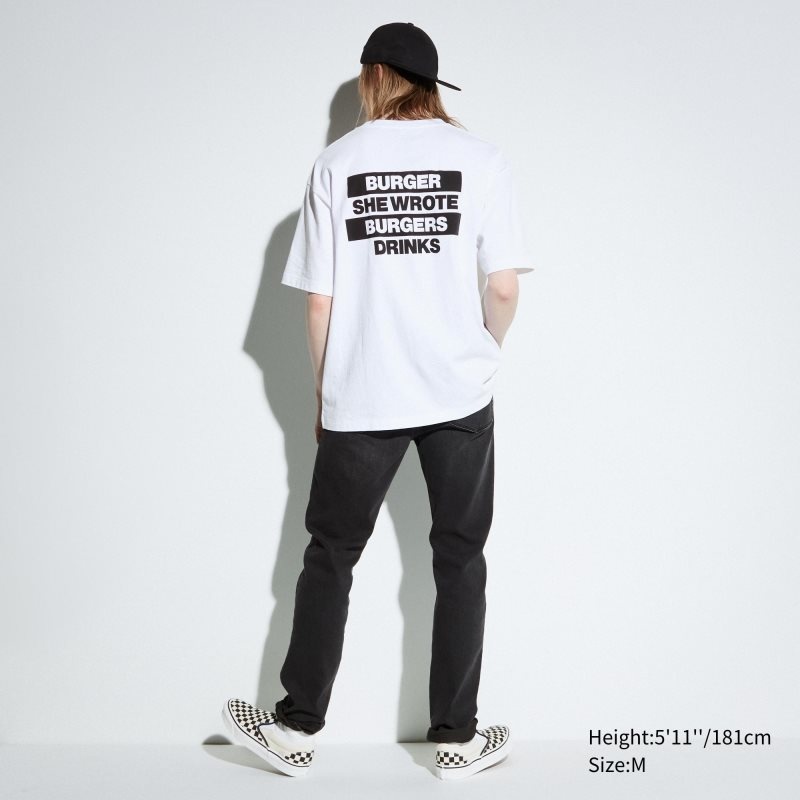 Uniqlo L.A. Eats Ut Oversized Short-sleeve Graphic Burger She Wrote T Shirts Herre Hvide | 9030963