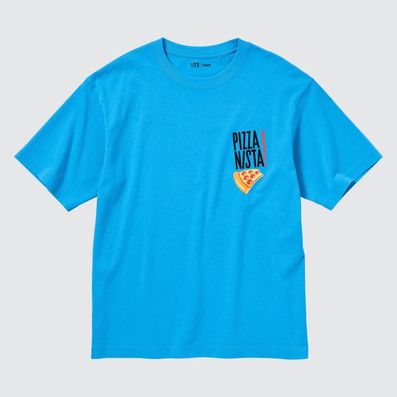 Uniqlo L.A. Eats Ut Oversized Short-sleeve Graphic Pizzanista! T Shirts Herre Blå | 9704009