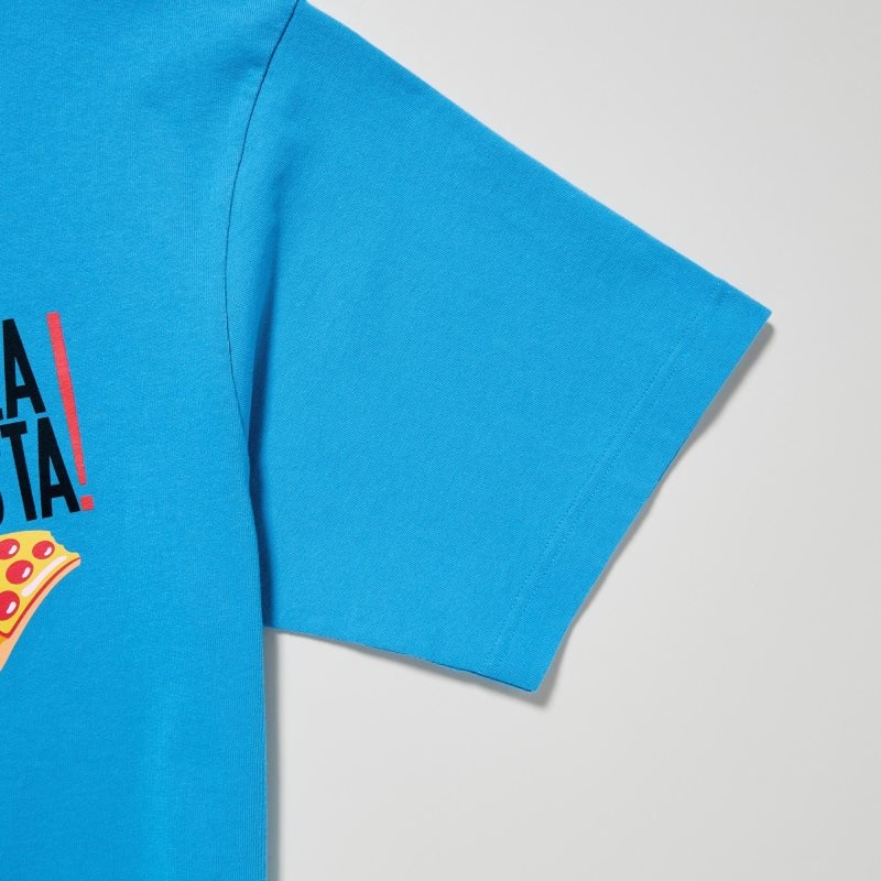 Uniqlo L.A. Eats Ut Oversized Short-sleeve Graphic Pizzanista! T Shirts Herre Blå | 9704009