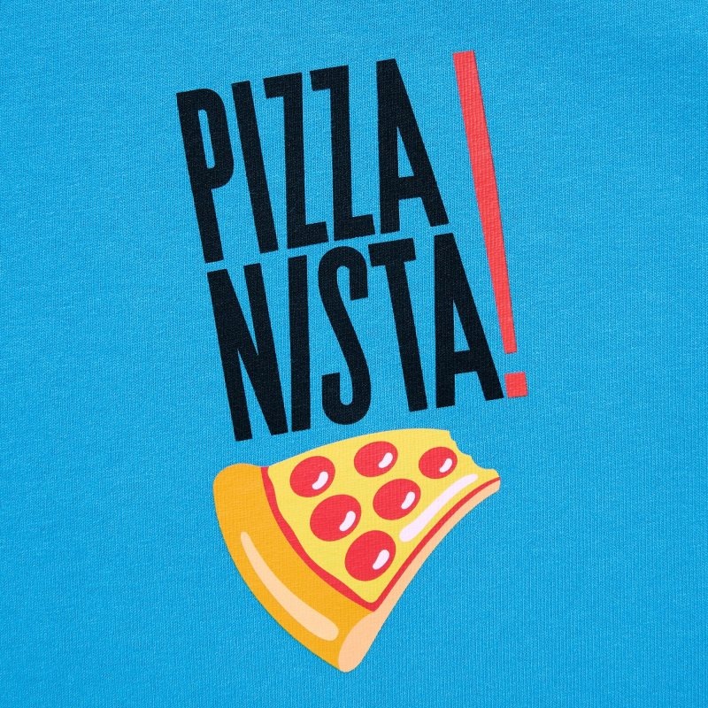 Uniqlo L.A. Eats Ut Oversized Short-sleeve Graphic Pizzanista! T Shirts Herre Blå | 9704009