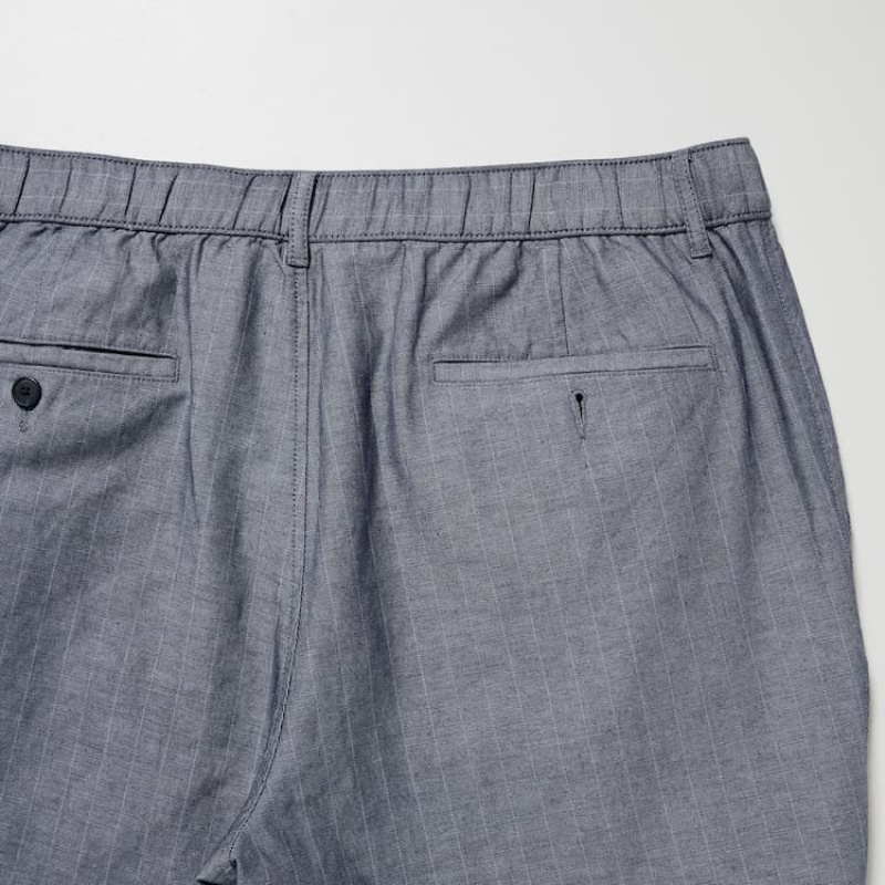 Uniqlo Linen Blend Striped Relaxed Fit Bukser Herre Blå | 5732392