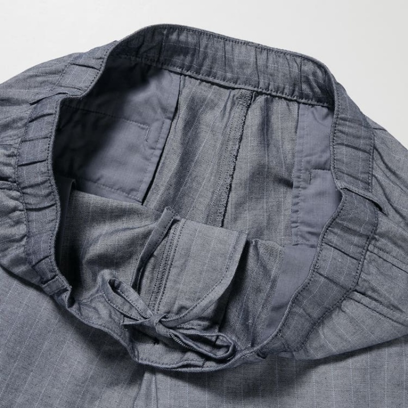 Uniqlo Linen Blend Striped Relaxed Fit Bukser Herre Blå | 5732392