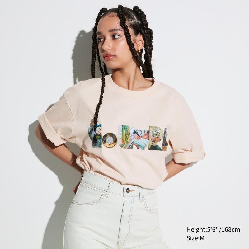 Uniqlo Louvre By M/M Ut Oversized Short-sleeve Graphic T Shirts Herre Beige | 574243
