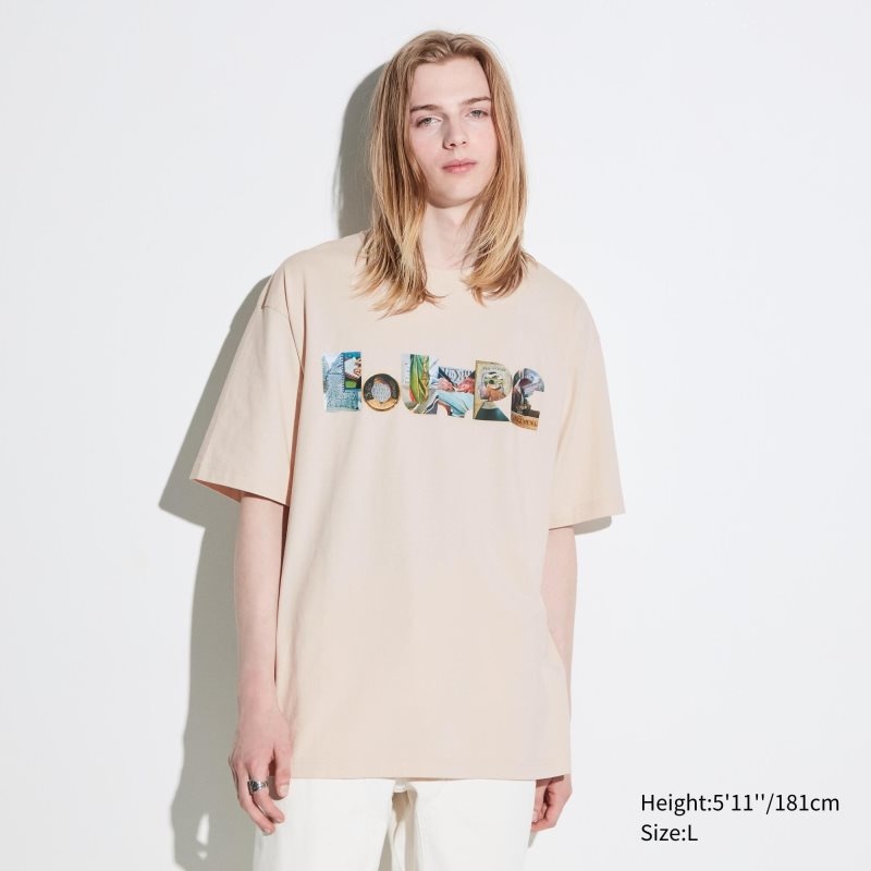 Uniqlo Louvre By M/M Ut Oversized Short-sleeve Graphic T Shirts Herre Beige | 574243