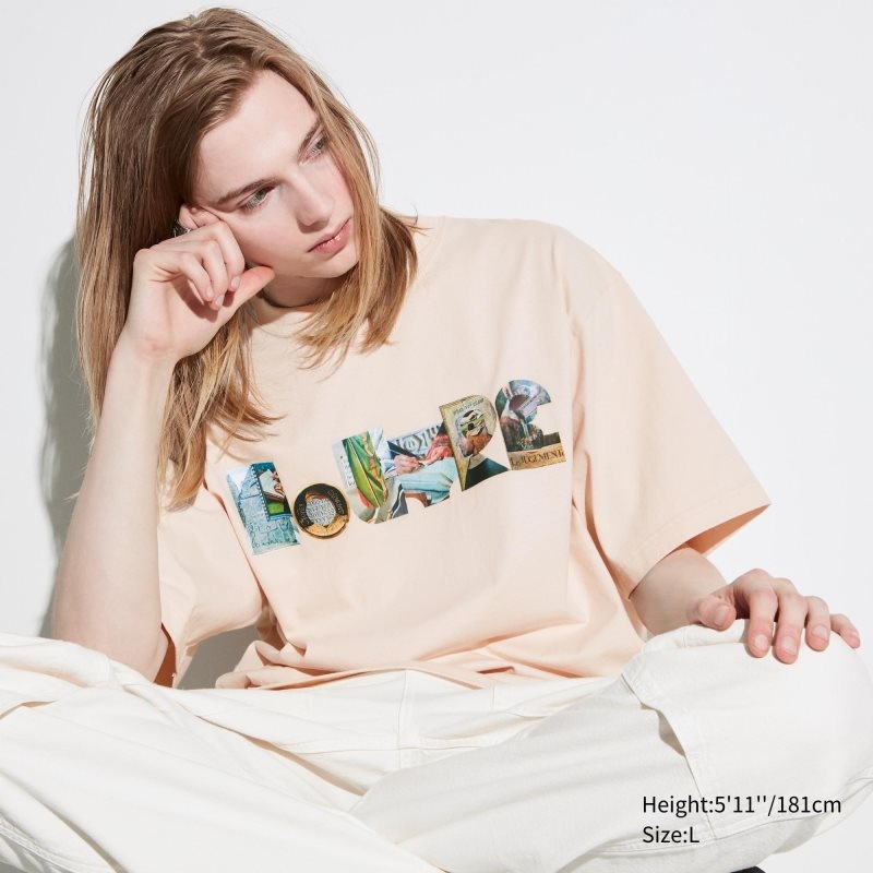 Uniqlo Louvre By M/M Ut Oversized Short-sleeve Graphic T Shirts Herre Beige | 574243