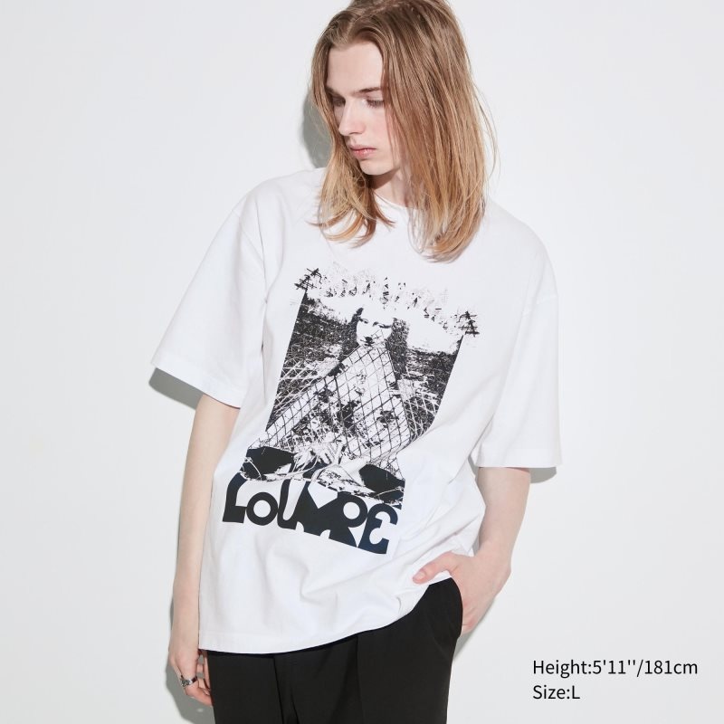 Uniqlo Louvre By M/M Ut Oversized Short-sleeve Graphic T Shirts Herre Hvide | 6396266