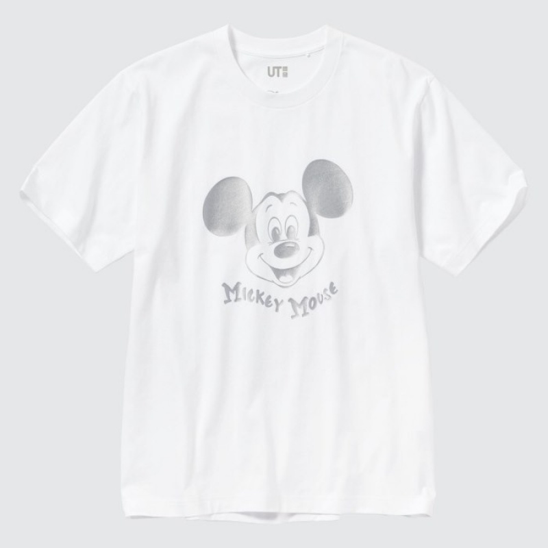 Uniqlo Mickey Shines UT Short-Sleeve T Shirts Dame Hvide | 1853950