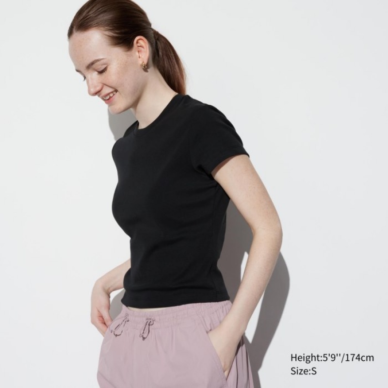 Uniqlo Mini Short Sleeve T Shirts Dame Sort | 9922844