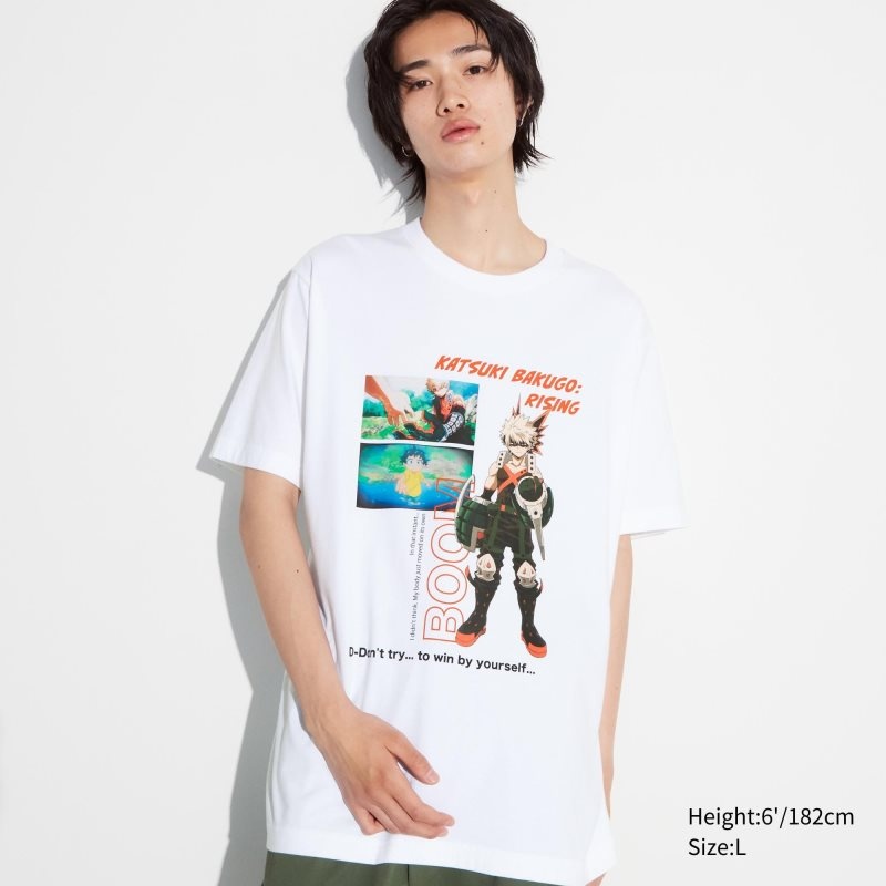 Uniqlo My Hero Academia Ut Short-sleeve Graphic T Shirts Herre Hvide | 5445032