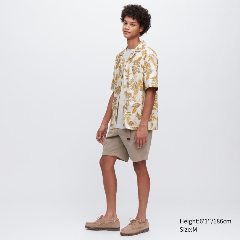 Uniqlo Open Collar Short-sleeve Skjorte Herre Hvide | 8383075