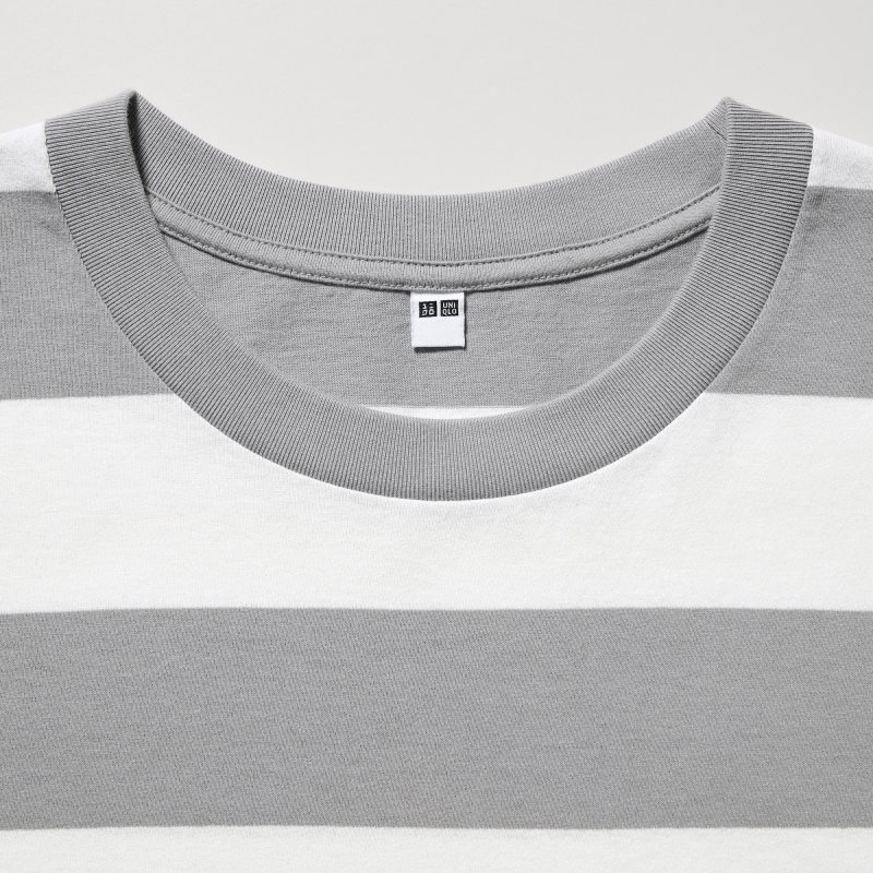 Uniqlo Oversized Striped Half-sleeve T Shirts Herre Grå | 4453904