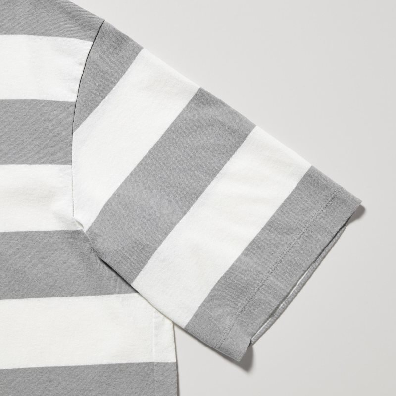 Uniqlo Oversized Striped Half-sleeve T Shirts Herre Grå | 4453904