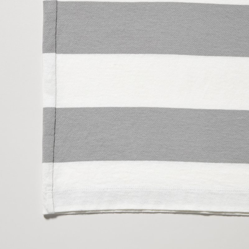 Uniqlo Oversized Striped Half-sleeve T Shirts Herre Grå | 4453904