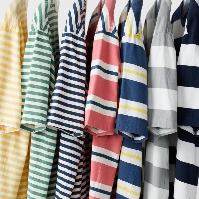 Uniqlo Oversized Striped Half-sleeve T Shirts Herre Mørkeblå | 3377161