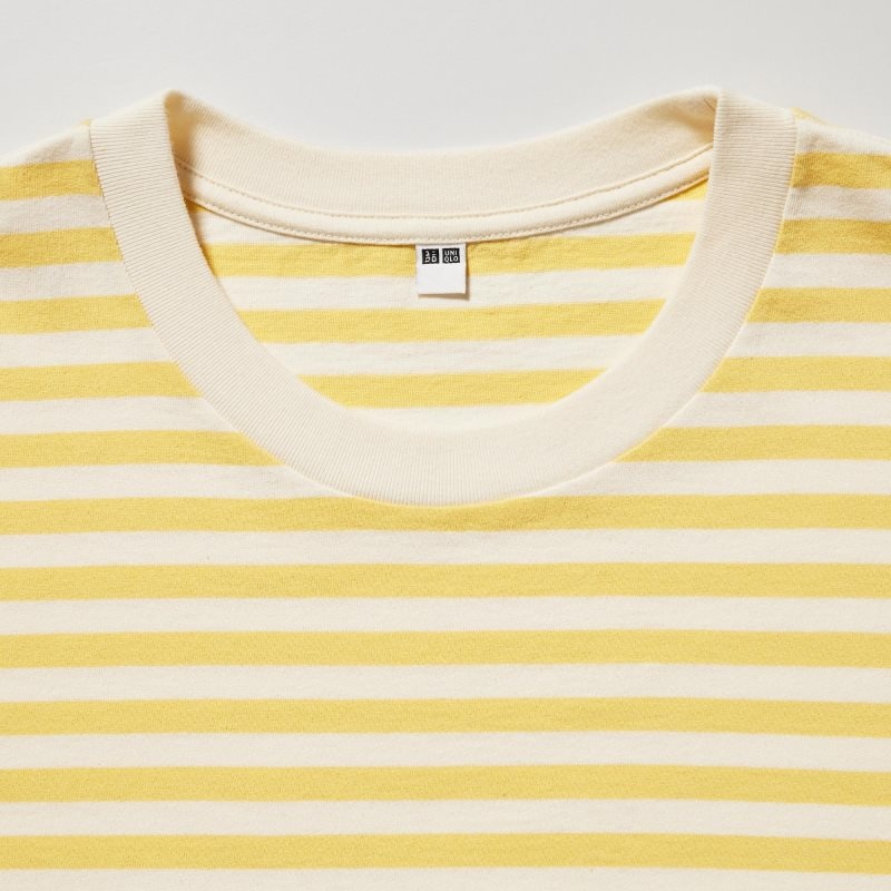 Uniqlo Oversized Striped Half-sleeve T Shirts Herre Gul | 8319381