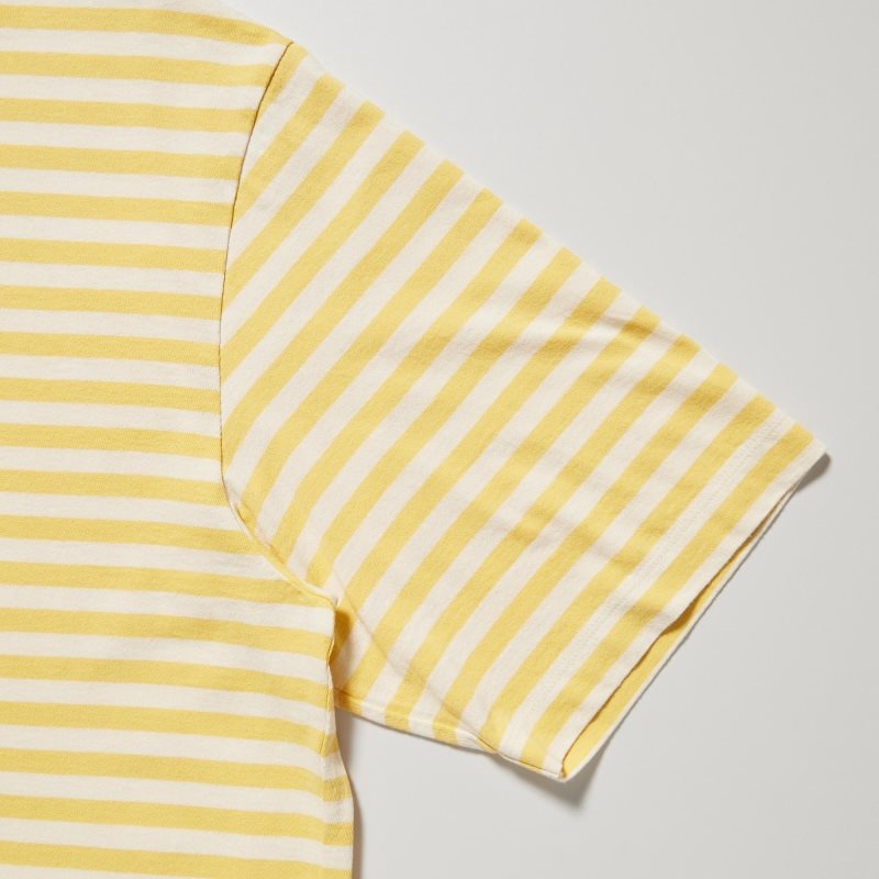 Uniqlo Oversized Striped Half-sleeve T Shirts Herre Gul | 8319381