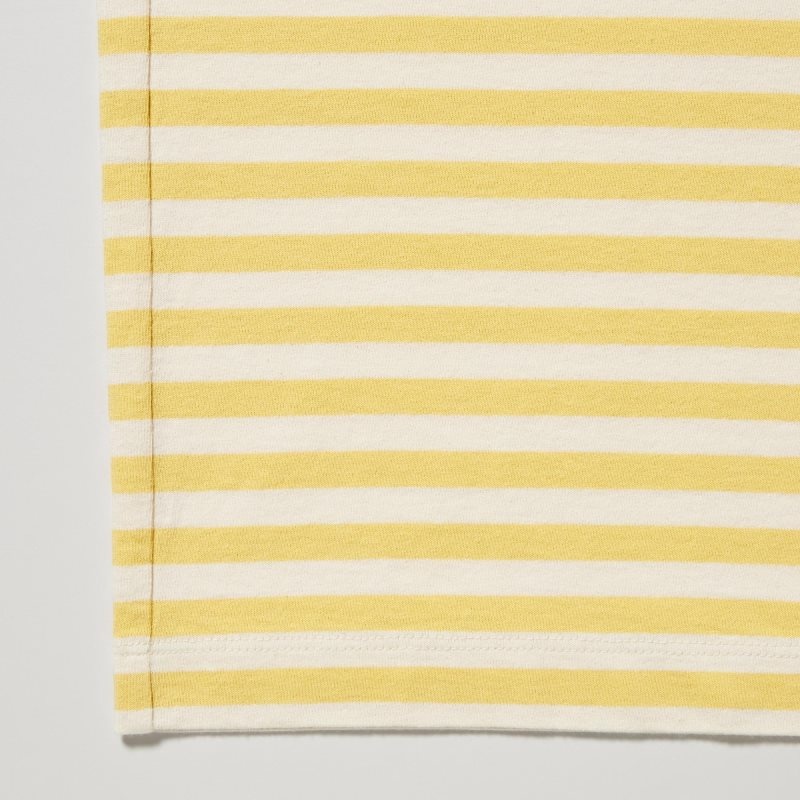 Uniqlo Oversized Striped Half-sleeve T Shirts Herre Gul | 8319381