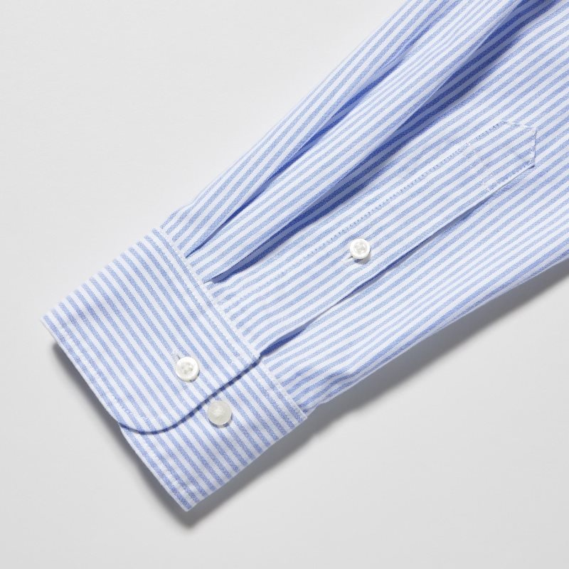 Uniqlo Oxford Striped Slim-fit Long-sleeve Skjorte Herre Blå | 8082188