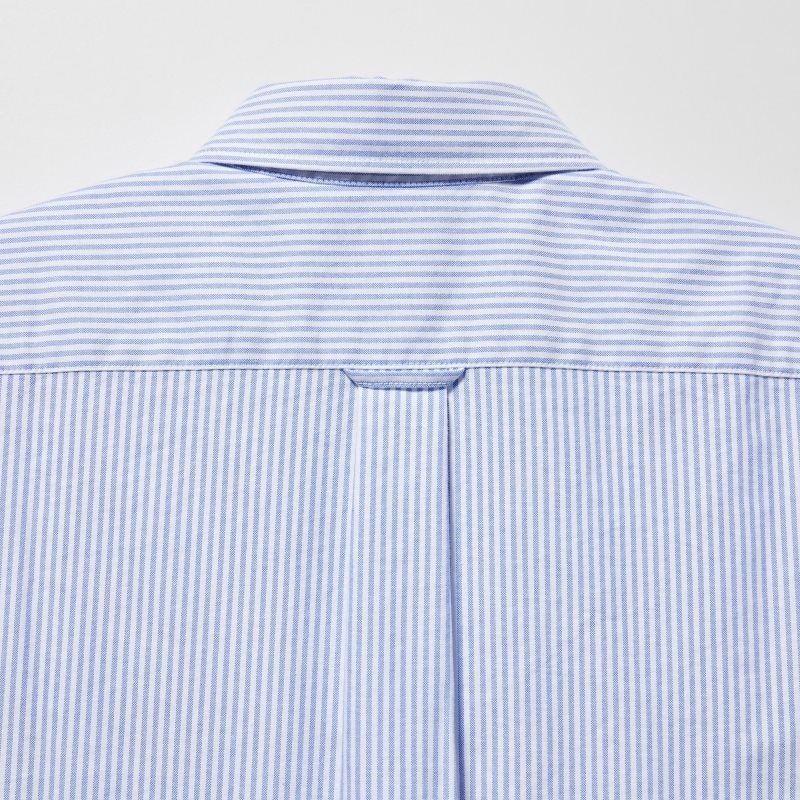 Uniqlo Oxford Striped Slim-fit Long-sleeve Skjorte Herre Blå | 8082188
