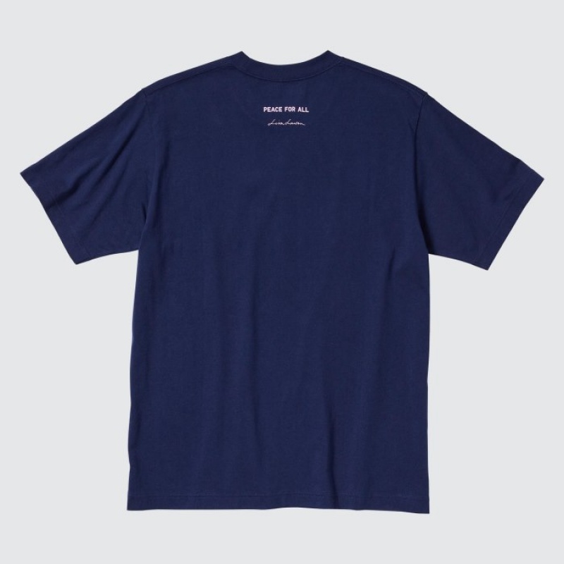 Uniqlo PEACE FOR ALL Lisa Larson Short-Sleeve T Shirts Dame Mørkeblå | 7249181