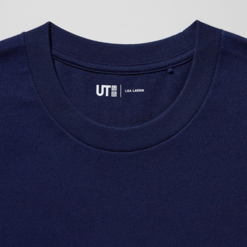 Uniqlo PEACE FOR ALL Lisa Larson Short-Sleeve T Shirts Dame Mørkeblå | 7249181
