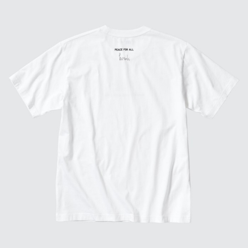 Uniqlo PEACE FOR ALL Short-Sleeve Graphic Haruki Murakami T Shirts Dame Hvide | 5072269
