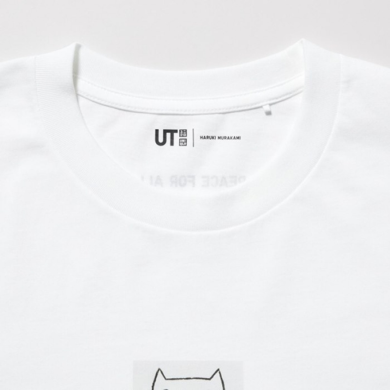 Uniqlo PEACE FOR ALL Short-Sleeve Graphic Haruki Murakami T Shirts Dame Hvide | 5072269
