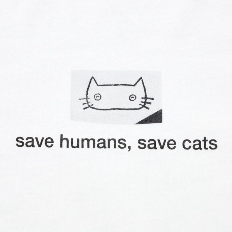 Uniqlo PEACE FOR ALL Short-Sleeve Graphic Haruki Murakami T Shirts Dame Hvide | 5072269