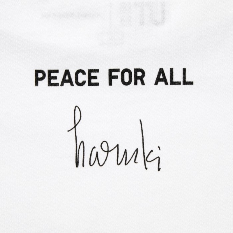 Uniqlo PEACE FOR ALL Short-Sleeve Graphic Haruki Murakami T Shirts Dame Hvide | 5072269