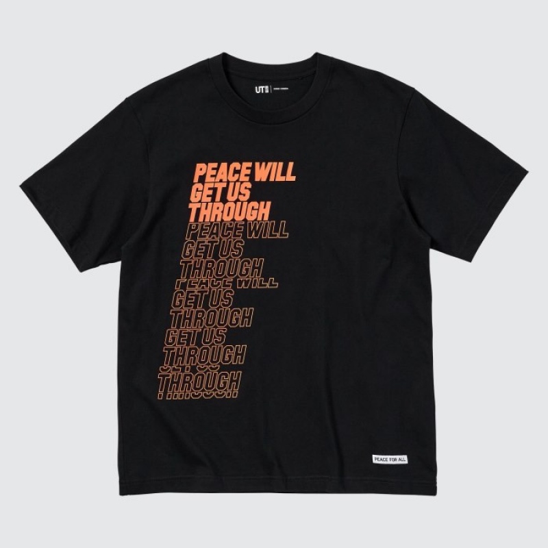 Uniqlo PEACE FOR ALL Short-Sleeve Graphic Shingo Kunieda T Shirts Dame Sort | 3527535